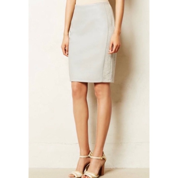 Anthropologie Dresses & Skirts - Anthropologie Bailey 44 Loti Skirt Grey Faux Leather Jersey Womens Size Large